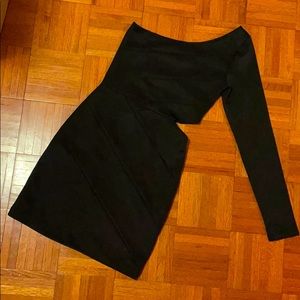 Black cutout one sleeved bodycon dress